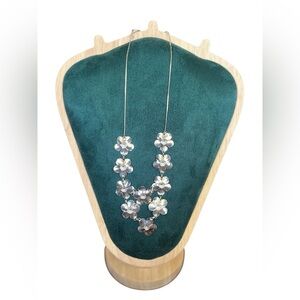 Designer Italian Silver Necklace - Paola Valentini floral bib necklace 14 g